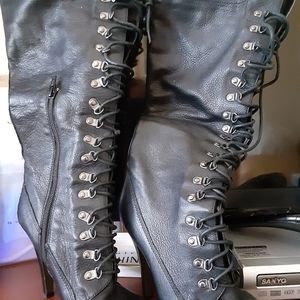 Aldo knee high black military  style boot